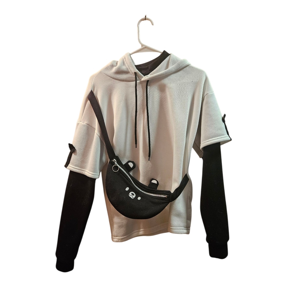 Stylish Black and White Hoodie with Bag